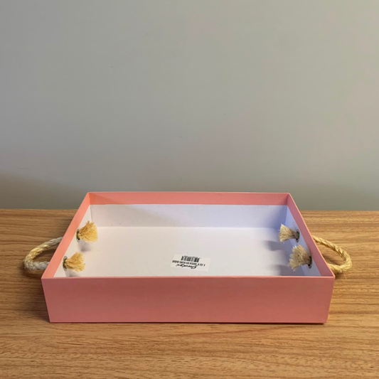 Bandeja com Alça de Sisal Salmão – Kit com 2 Unidades