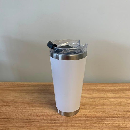 Copo Térmico com Tampa Acrílica Branco – Copo para Bebidas Quentes e Frias