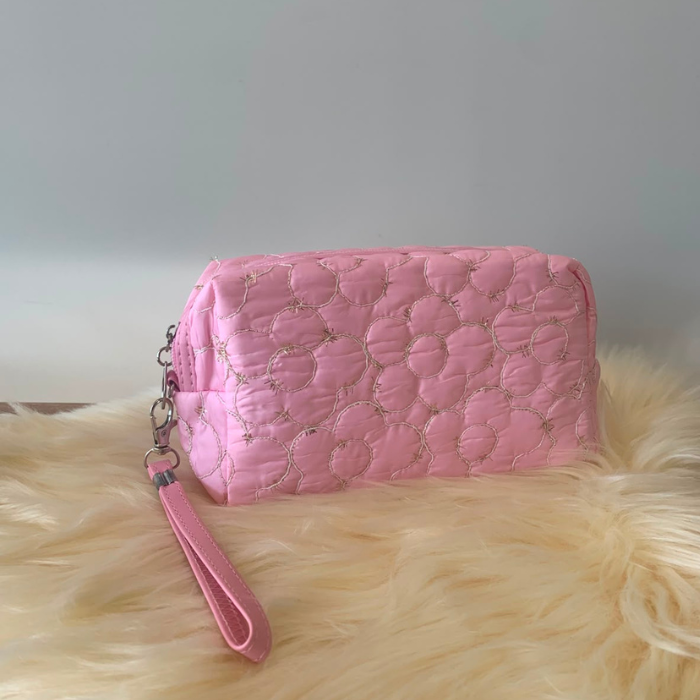 Necessaire Bordada Flor Rosa escuro– Organizador para Maquiagem e Acessórios