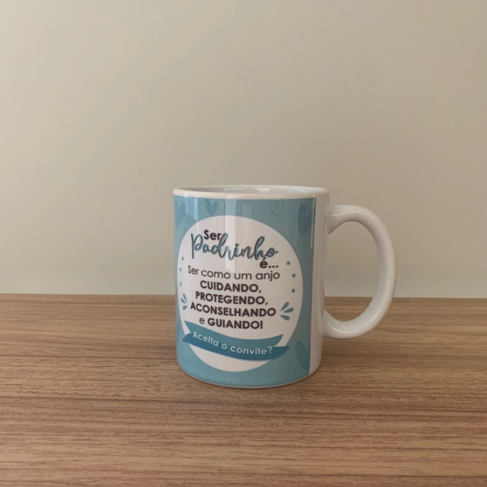 Caneca Cerâmica 300ml "Aceita Ser Meu Padrinho?" – Convite Criativo para Padrinho | CA264