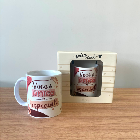 Caneca 300 ml c/ caixa - você é única e especial - ca561