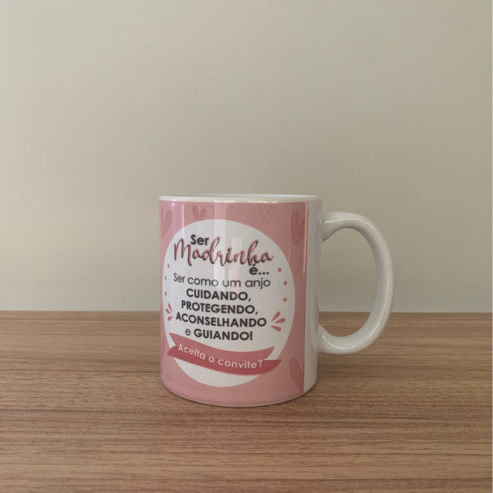 Caneca Cerâmica 300ml "Aceita Ser Minha Madrinha?" – Convite Criativo para Madrinha | CA263