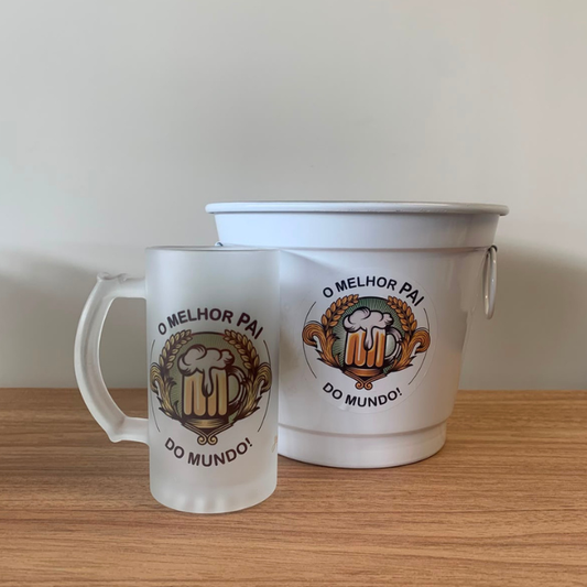 Kit balde + caneco chopp - o melhor pai do mundo - KIT256