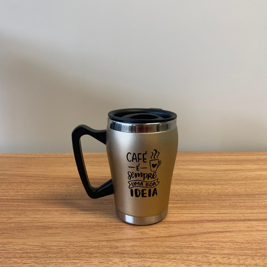 Copo Térmico Café É Sempre Preta 330ml – Caneca para Café e Bebidas Quentes