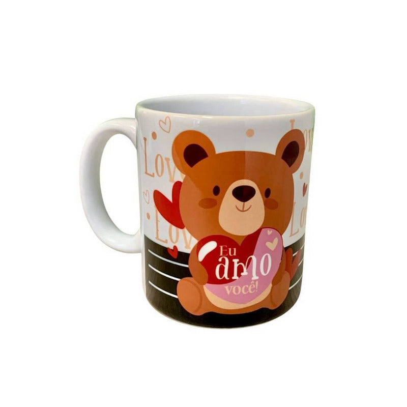 Caneca Cerâmica 300ml Urso "Eu Amo Você" – Presente Romântico para Namorado, Namorada e Casal | CA791