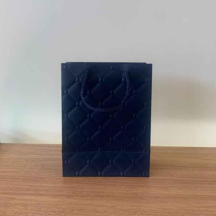 Sacola para Presente de Papel Azul P com Hot Stamping Kit 3 Unidades