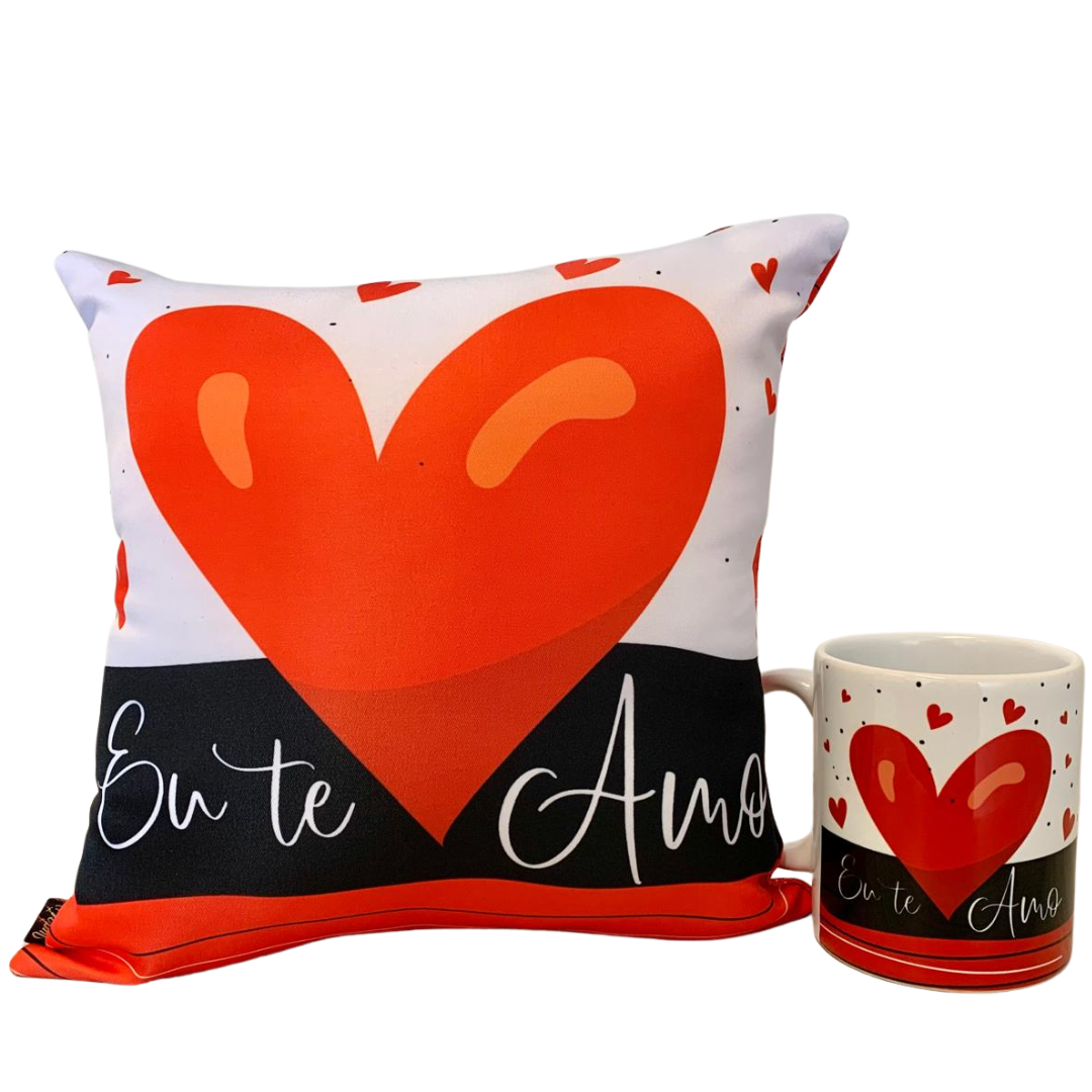 Caneca + Almofada quadrada - Eu te amo - KIT 781