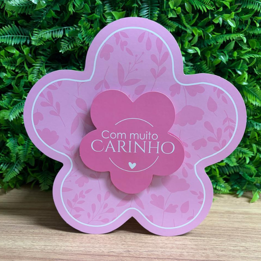 Box Flower Para Flores e Presentes com Plaquinha Decorativa | 3 Unidades - CHF03 Rosa