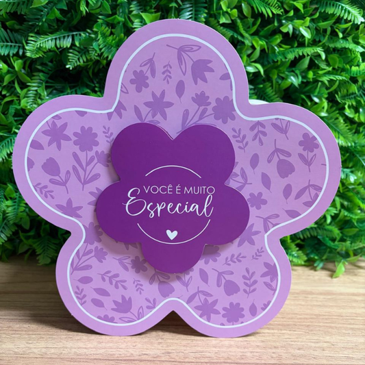 Box Flower para Flores e Presentes com Plaquinha Decorativa | 3 unidades - CHF02 Lilás