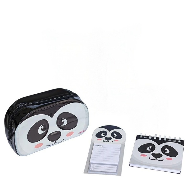 Kit Panda Coleção Fofura Necessaire Bloco Capa Dura e Bloco de Anotações Presente