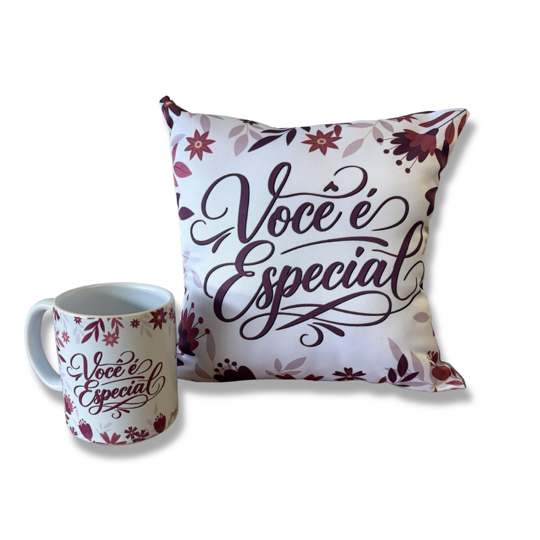 Kit Almofada Quadrada + Caneca - Você é Especial- KIT881