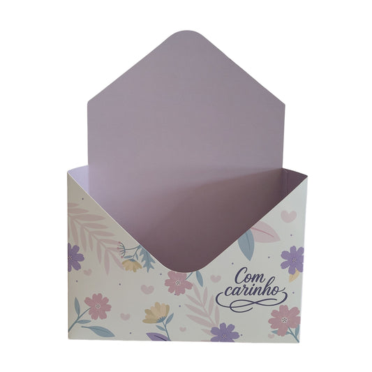 Caixa Envelope Com Carinho Lilás para Cestas e Presentes | Kit 3 Unidades CE900