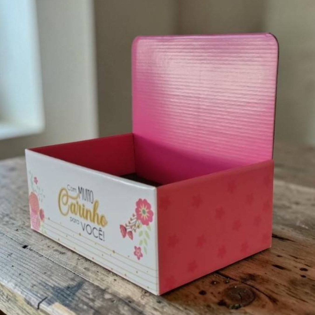 Caixa Display Pequena para Cestas e Presentes Com Carinho para Você | Kit 3 Unidades CXD010