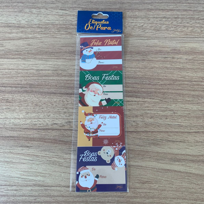 Etiqueta de Para Natal Cartela com 8 Unidades Kit com 50 Cartelas para Presentes