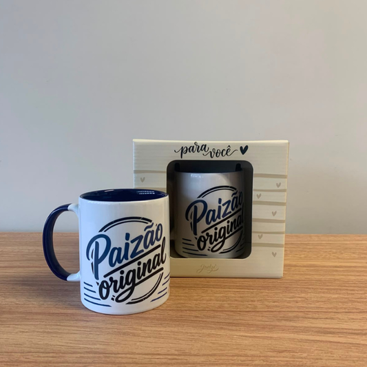 Caneca cerâmica 300 ml color azul - paizão original - CA895