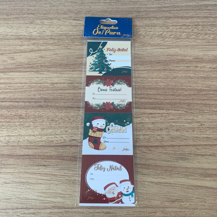 Etiqueta de Para Natal Cartela com 8 Unidades Kit com 50 Cartelas para Presentes