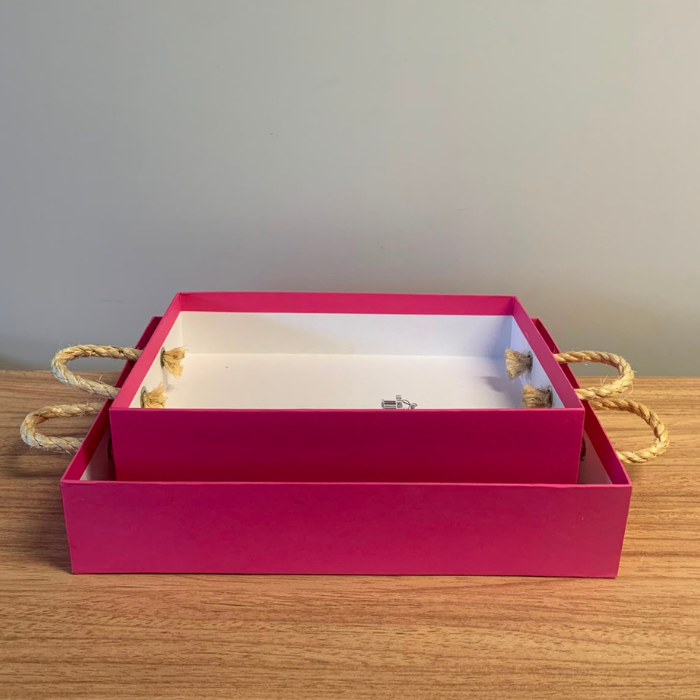 Bandeja com Alça de Sisal Pink – Kit com 2 Unidades