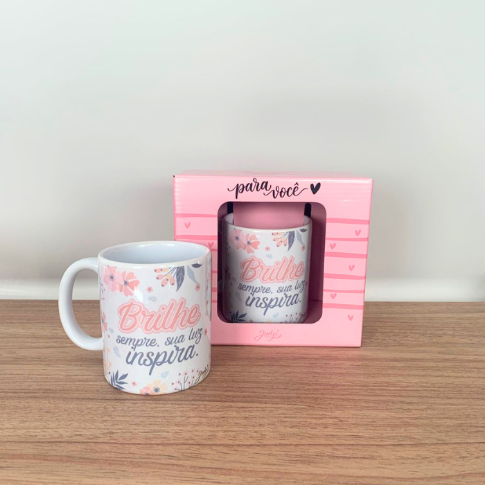 Caneca 300 ml c/ caixa - brilhe sempre, sua luz inspira - CA814