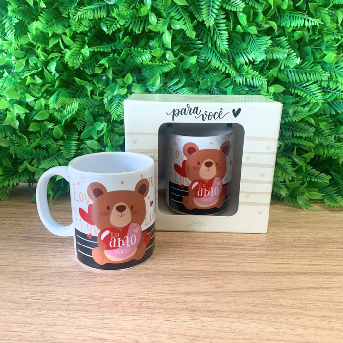 Caneca Cerâmica 300 Ml - Urso / Eu Amo Você - Ca791