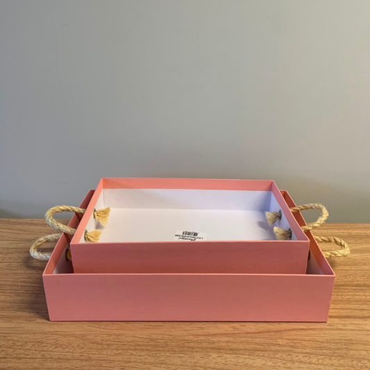 Bandeja com Alça de Sisal Salmão – Kit com 2 Unidades