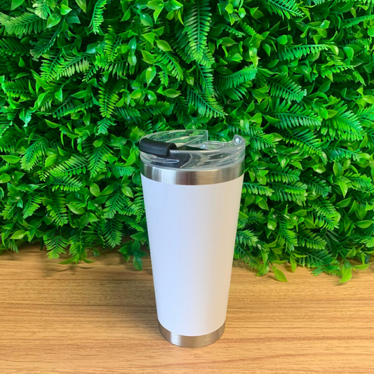 Copo Térmico com Tampa Acrílica Branco – Copo para Bebidas Quentes e Frias