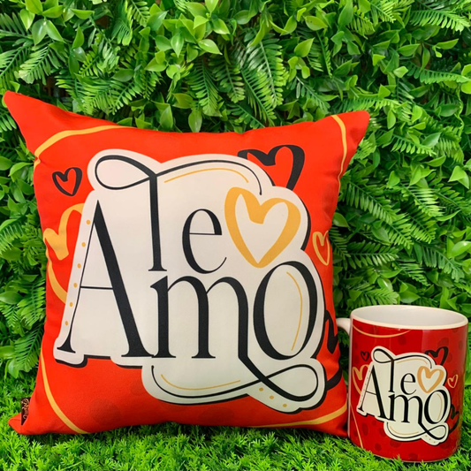 Caneca + Almofada quadrada - Te amo - KIT238