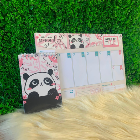 Planner de mesa semanal + Bloco de anotações - Panda