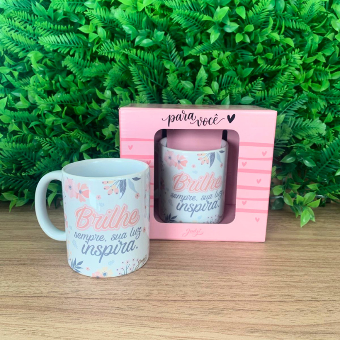 Caneca 300 ml c/ caixa - brilhe sempre, sua luz inspira - CA814