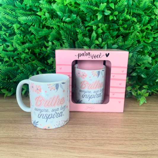 Caneca 300 ml c/ caixa - brilhe sempre, sua luz inspira - CA814