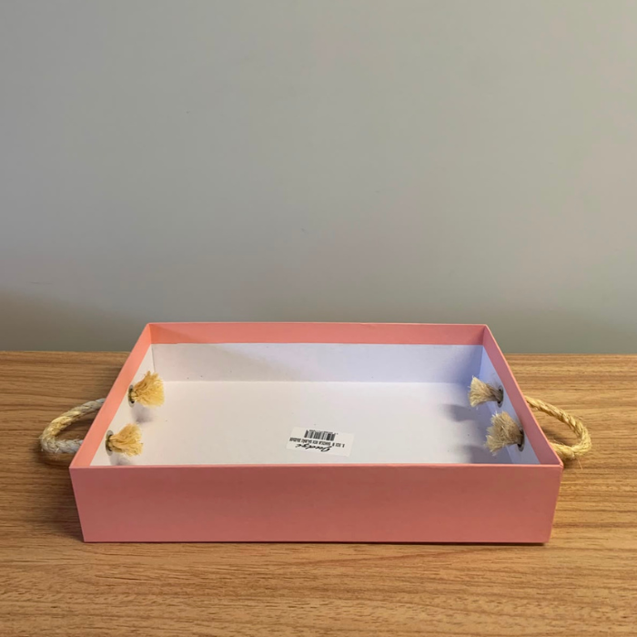 Bandeja com Alça de Sisal Salmão – Kit com 2 Unidades