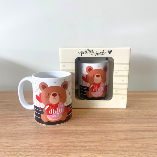 Caneca Cerâmica 300 Ml - Urso / Eu Amo Você - Ca791