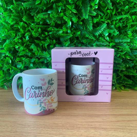 Caneca cerâmica 300 ml - com carinho - ca883