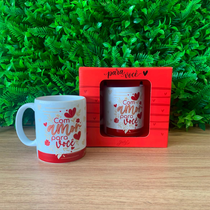 Caneca cerâmica 300 ml - com amor para você - ca737