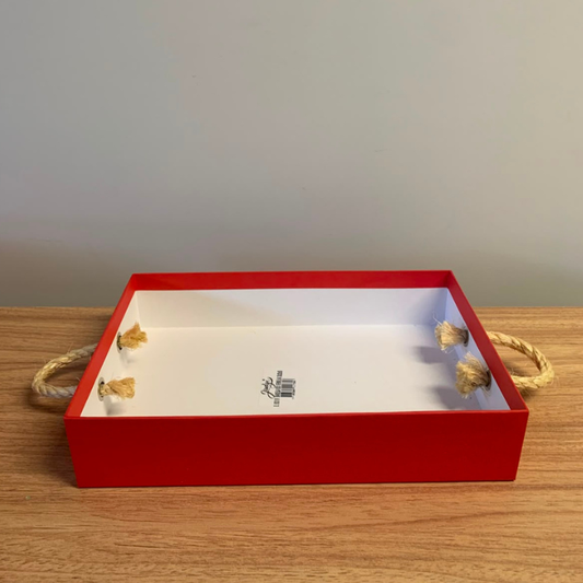 Bandeja com Alça de Sisal Vermelha – Kit com 2 Unidades