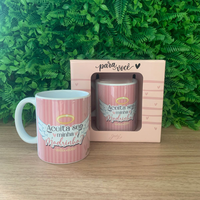 Caneca cerâmica 300 ml - aceita ser minha madrinha - CA263