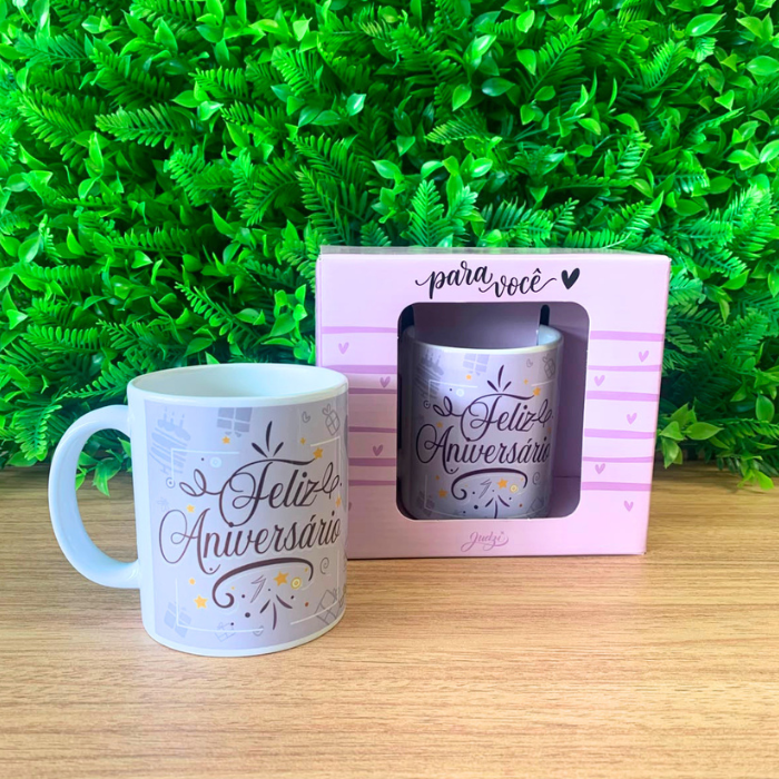 Caneca cerâmica 300 ml - feliz aniversário - ca725