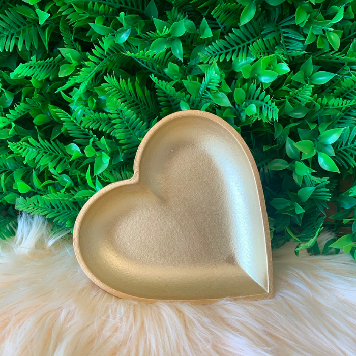 Centro de Mesa Coração Dourado em MDF 16x15,5cm CT4492