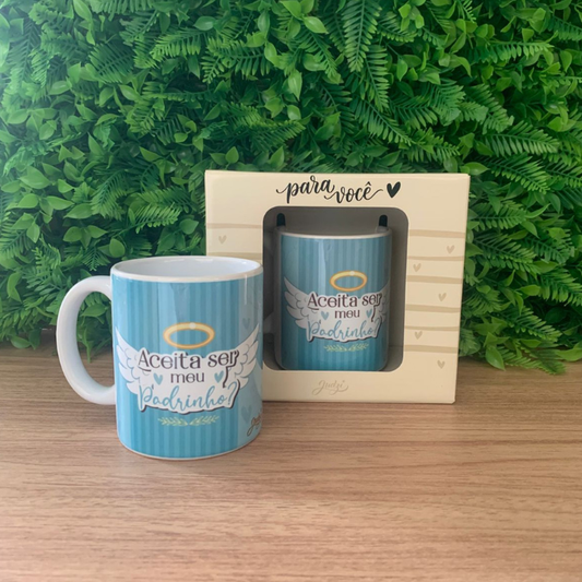 Caneca cerâmica 300 ml - aceita ser meu padrinho - CA264