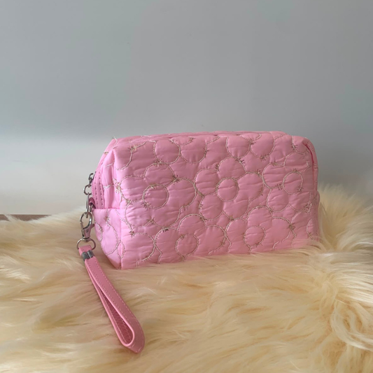 Necessaire Bordada Flor Rosa escuro– Organizador para Maquiagem e Acessórios