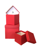 Kit Caixa Box Cúbica Vermelha para Presentes – 3 Unidades (P, M e G)