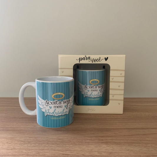 Caneca cerâmica 300 ml - aceita ser meu padrinho - CA264