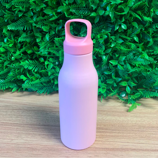 Garrafa em Alumínio com Alça 650ml Rosa – Garrafa Squeeze para Água e Dia a Dia