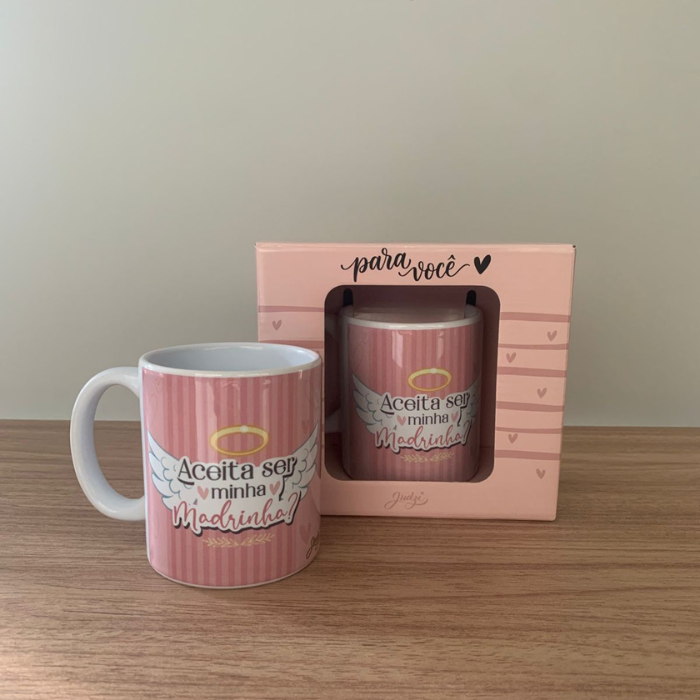 Caneca cerâmica 300 ml - aceita ser minha madrinha - CA263
