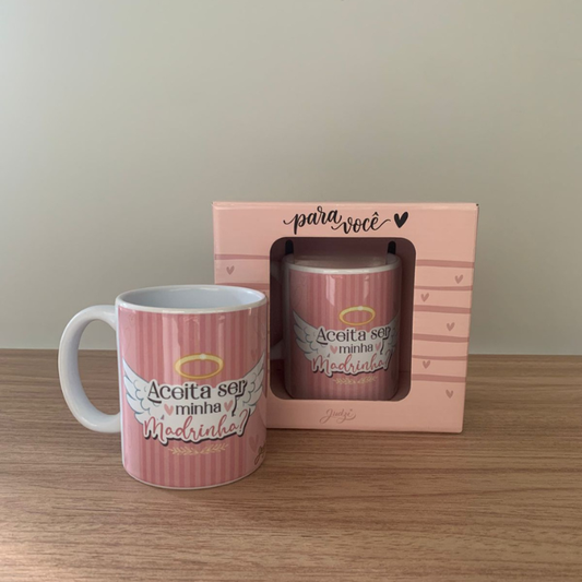 Caneca cerâmica 300 ml - aceita ser minha madrinha - CA263