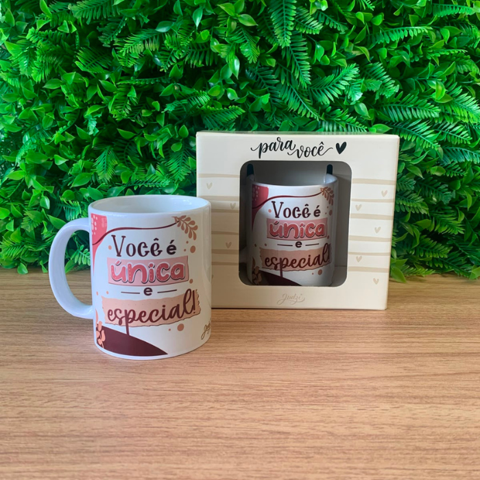 Caneca 300 ml c/ caixa - você é única e especial - ca561