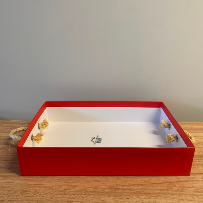 Bandeja com Alça de Sisal Vermelha – Kit com 2 Unidades
