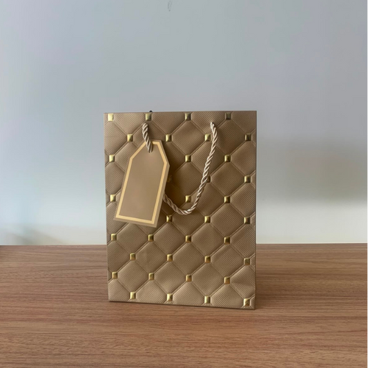 Sacola para Presente de Papel Ouro P com Hot Stamping Kit 3 Unidades