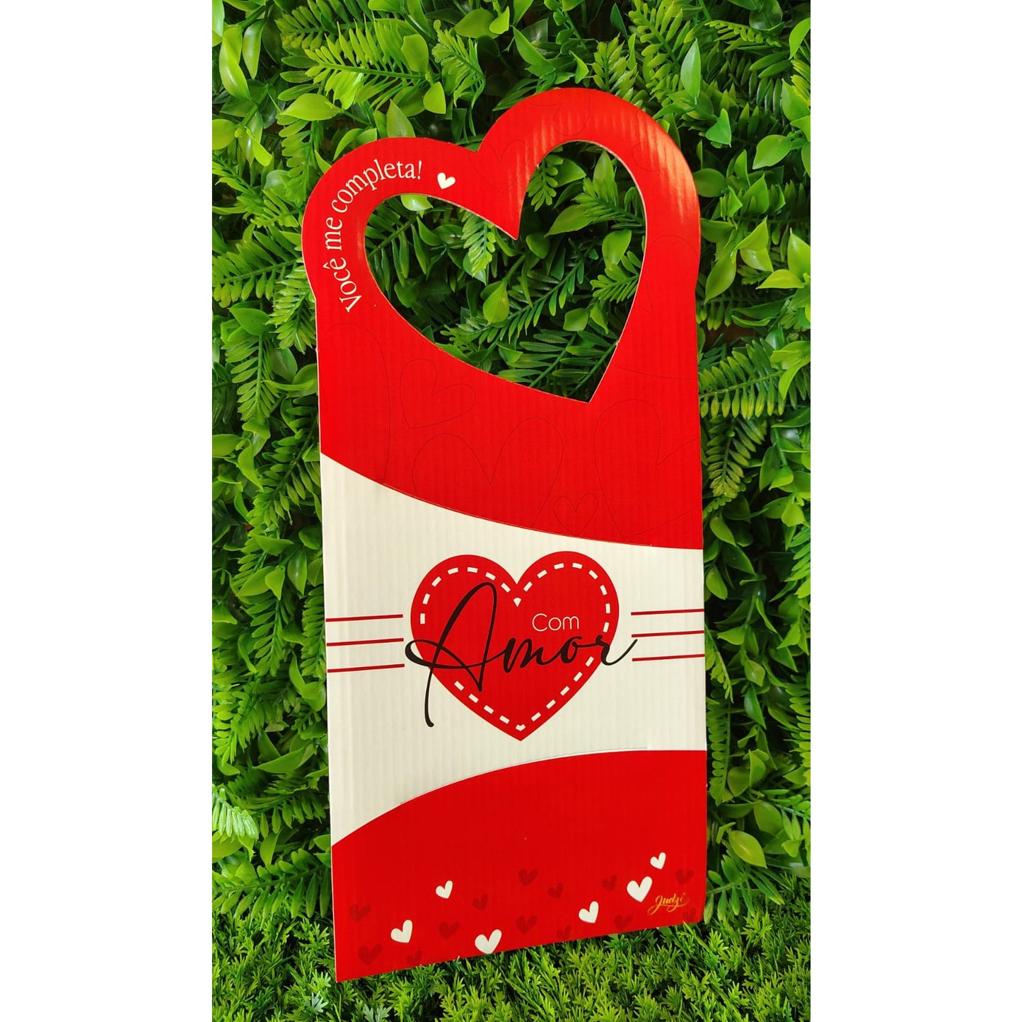 PORTA-FLOR COM ALÇA CORAÇÃO- COM AMOR | 3 UNIDADES - PFAC01