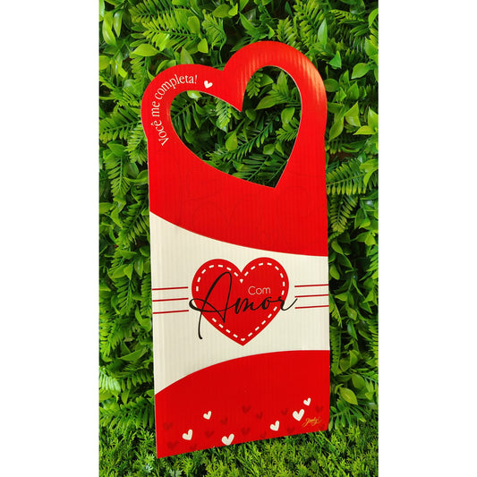 PORTA-FLOR COM ALÇA CORAÇÃO- COM AMOR | 3 UNIDADES - PFAC01