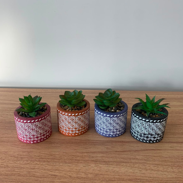 Vaso de Cimento Decorativo Cores Sortidas 6,5x7cm